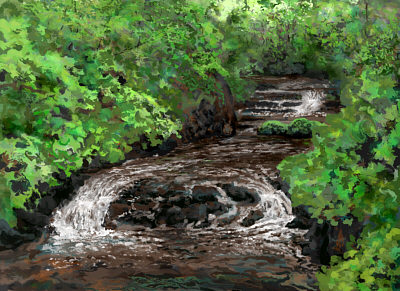 Forest stream, 2004. 33cm by 23cm