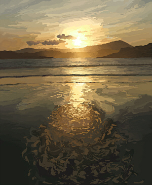 Sunset, Balnakeil beach, 2008. 23cm by 28cm