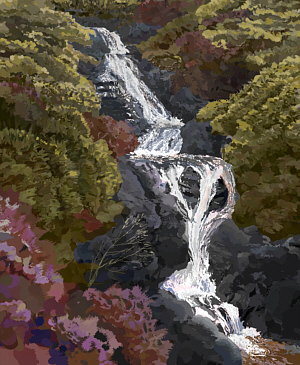 Waterfall, Beinn Spionnaidh, 2008. 23cm by 28cm